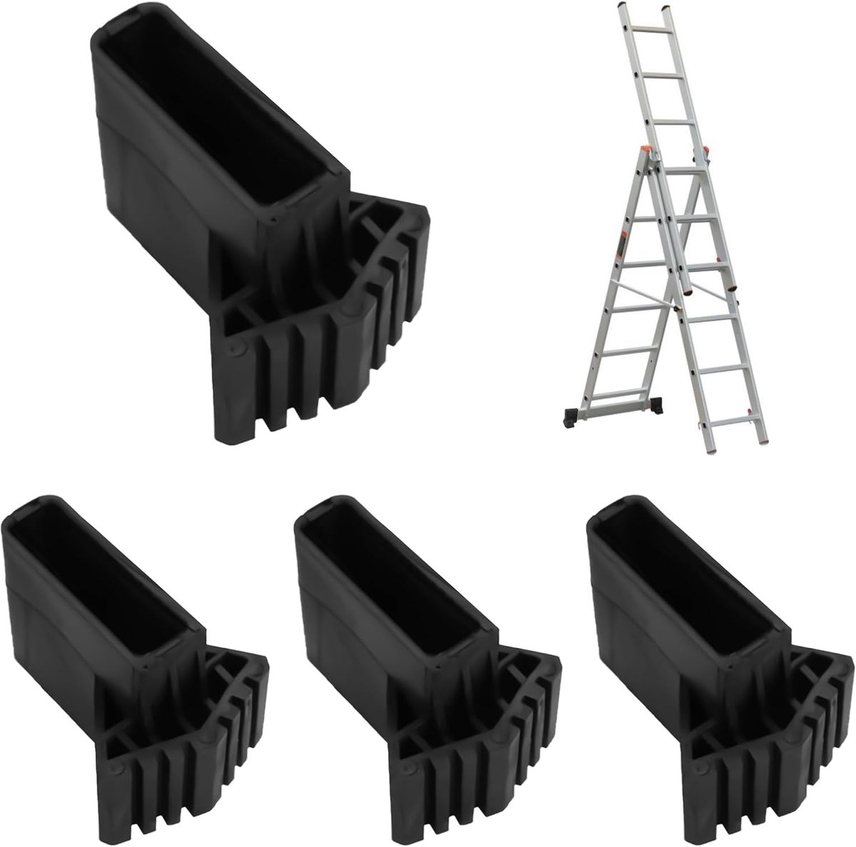 SnelShoppen - 4 stuks rubberen antislip laddervoetjes, universele voetkappen voor verlengladders, technische ladders, visgraatladders en vouwladders