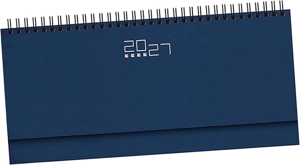 SnelShoppen - Weekplanner Bureau 2027, Agenda 128 Pagina's, Meertalig, Soft-Touch Rubberen Omslag, Adresboek Inclusief, 30x14 cm, Klassiek Blauw voor