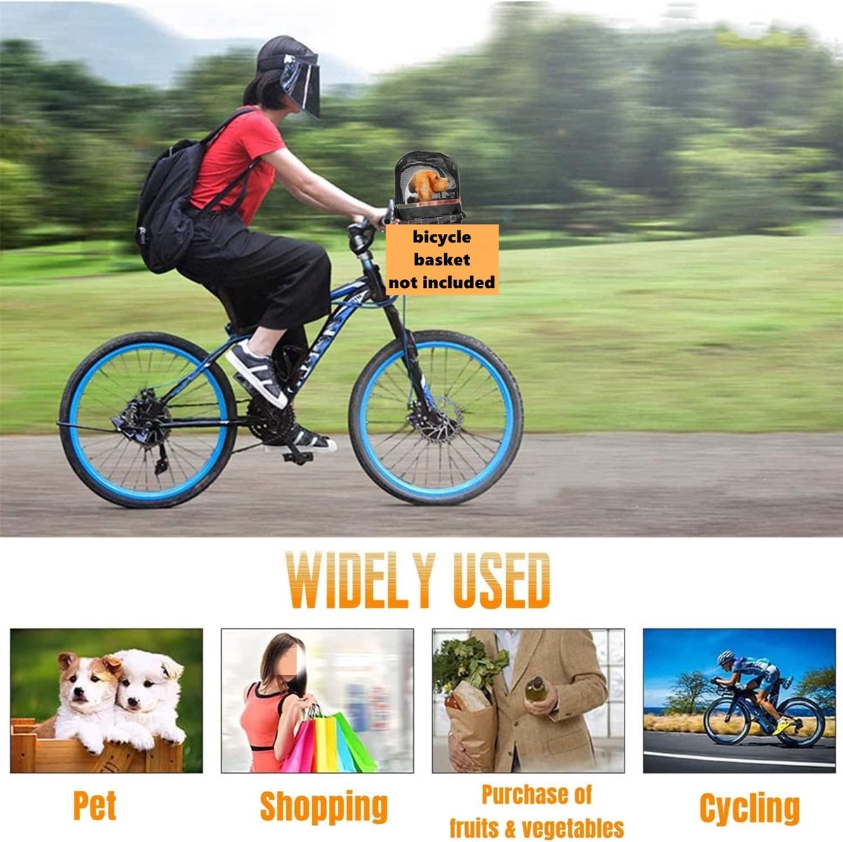 SnelShoppen - Afdekking voor Hondenfietsmanden, Ademend, Afneembare Beschermhoes voor Fietsmand, 29x24 cm, Geschikt voor Honden en Katten, Ideaal voor