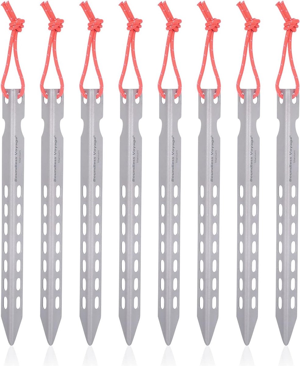SnelShoppen - Ultralichte Titanium Haringen Camping Tent Nagels 6/8/12 Stuks - Draagbare Tentpalen voor Wandelen en Kamperen - Ideaal voor 1 Persoon
