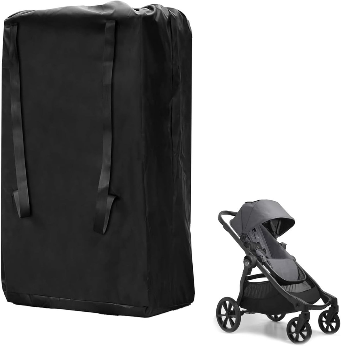 SnelShoppen - Transporttas voor Kinderwagen - Draagtas Kinderwagen - Reistas Kinderwagen - Universele Kinderwagentas 95x58 cm - Zwart - Perfect voor V