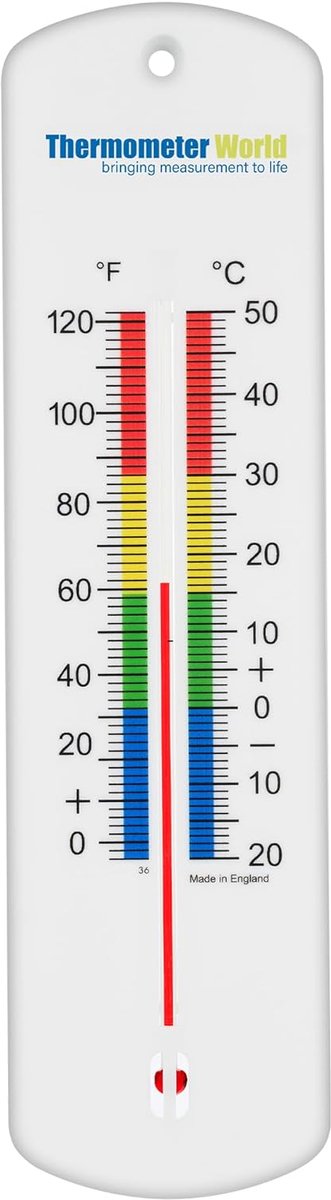 Thijox - Wandthermometer 240 mm, Tuin Thermometer voor Broeikas, Thuiskantoor, Binnen en Buiten, Gemaakt in Groot-Brittannië