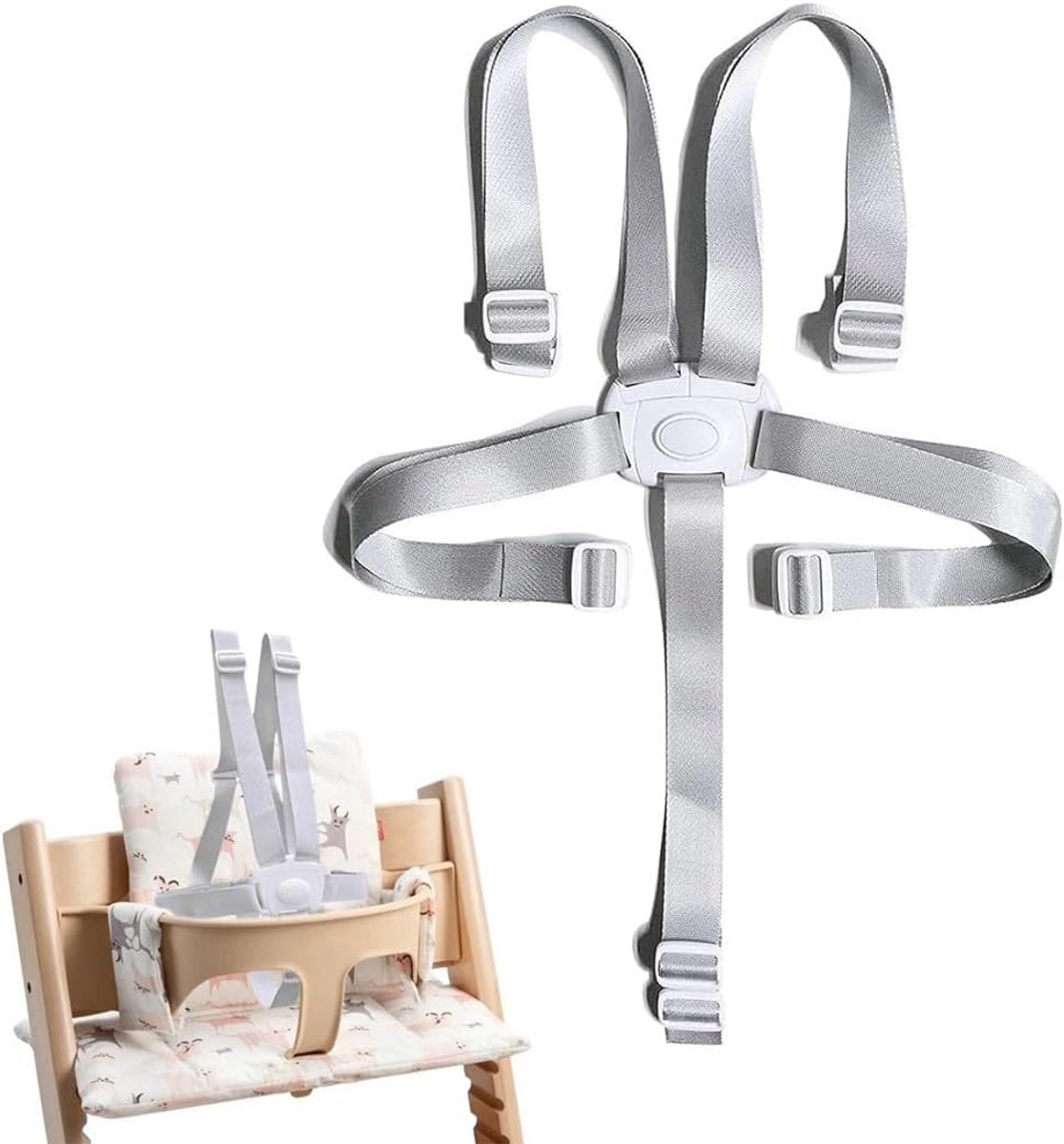 SnelShoppen - 5-puntsgordel voor kinderen, multifunctionele veiligheidsgordel voor hoge stoel, buggy, kinderzitje, kinderwagen en kinderstoel, grijs