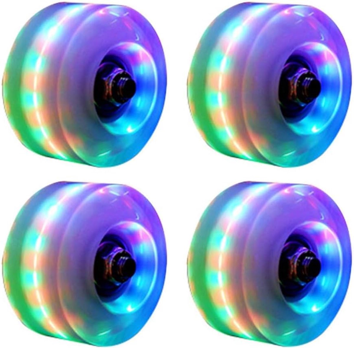 SnelShoppen - LED-rolschaats met Verlichting, Flitsende Skatewielen, 4-Pack Lichtgevende Wielen, Duurzame PU-rollen, Geluidsarme Quad-lagers voor Dubb