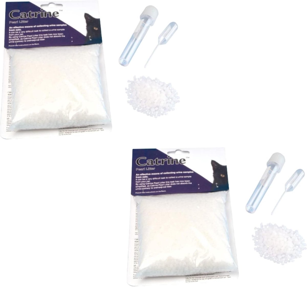 SnelShoppen - Catrine Pearl Kattenbakvulling voor Urineverzameling - Dubbelpack 2x200 g - Niet-absorberende Granules - Geschikt voor Dierenarts Onderz