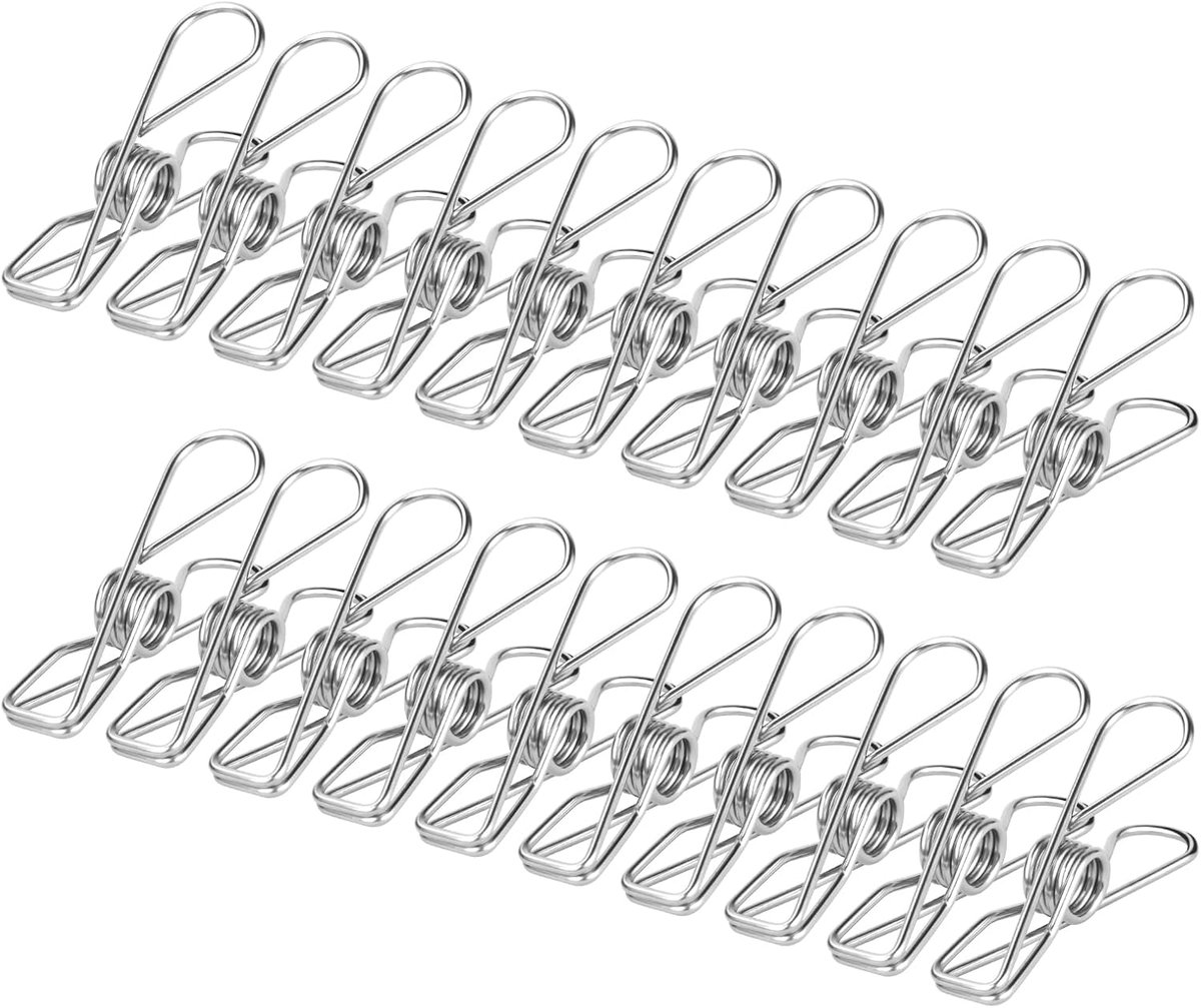 SnelShoppen - 50 Stuks Rvs Kledingknijpers 6cm - Duurzame Anti-Roest Klemmen Voor Waslijn, Kleding, Sok Hanger, Keuken, Kantoor