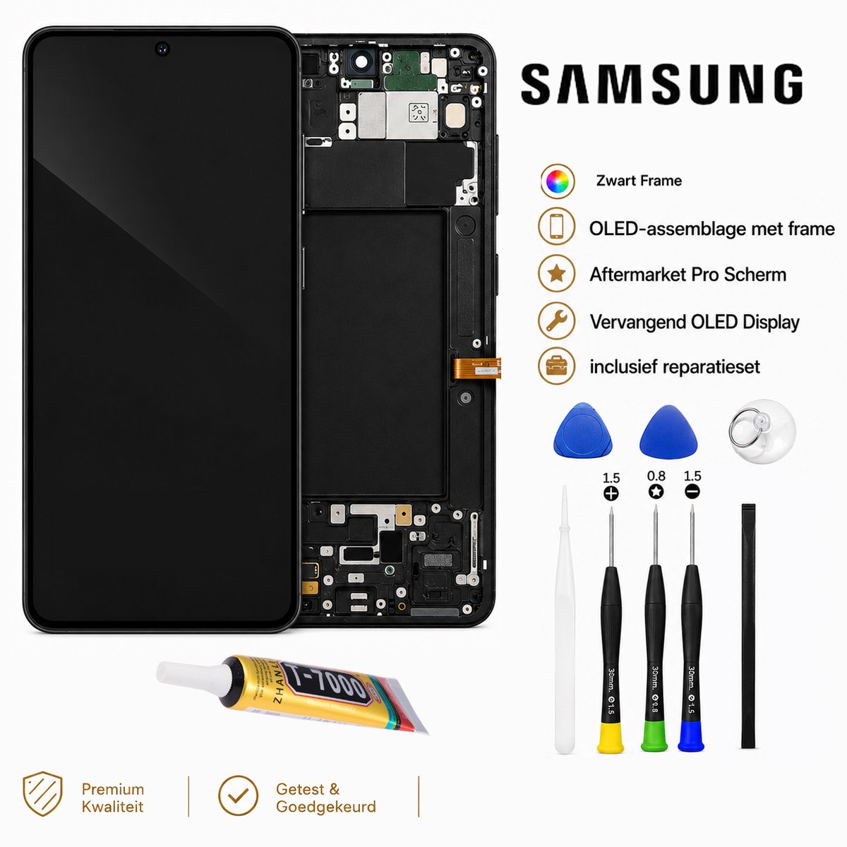 OLED Scherm met Frame voor Samsung Galaxy A26 5G A266 (2025) – Aftermarket Plus – Wit -Incl. Reparatieset & GLUE