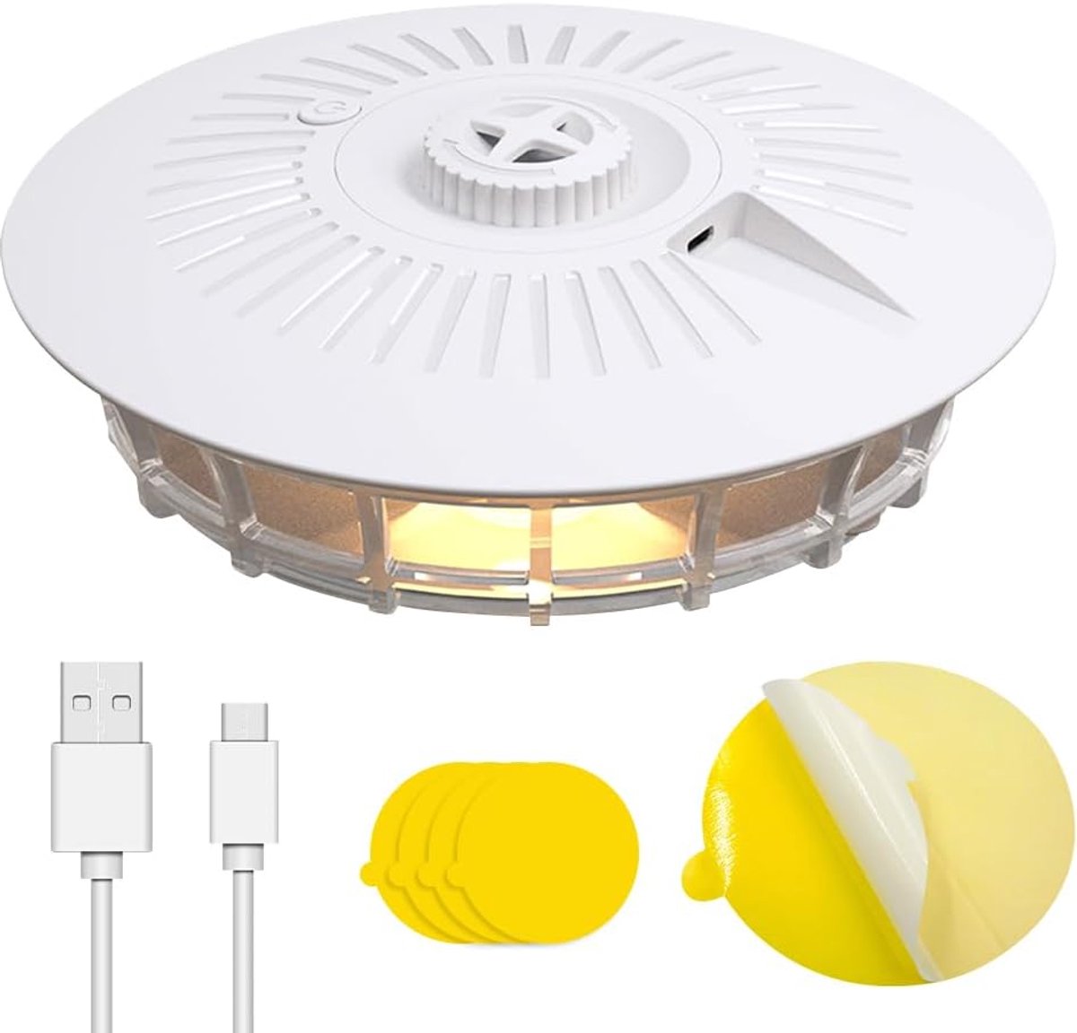 SnelShoppen - Home Vlooienval, Binnen Vlooienlamp met Gele Stickers, Vlooienval Testwinnaar met 4 Lichtstanden voor Thuis, Tapijt en Beddegoed