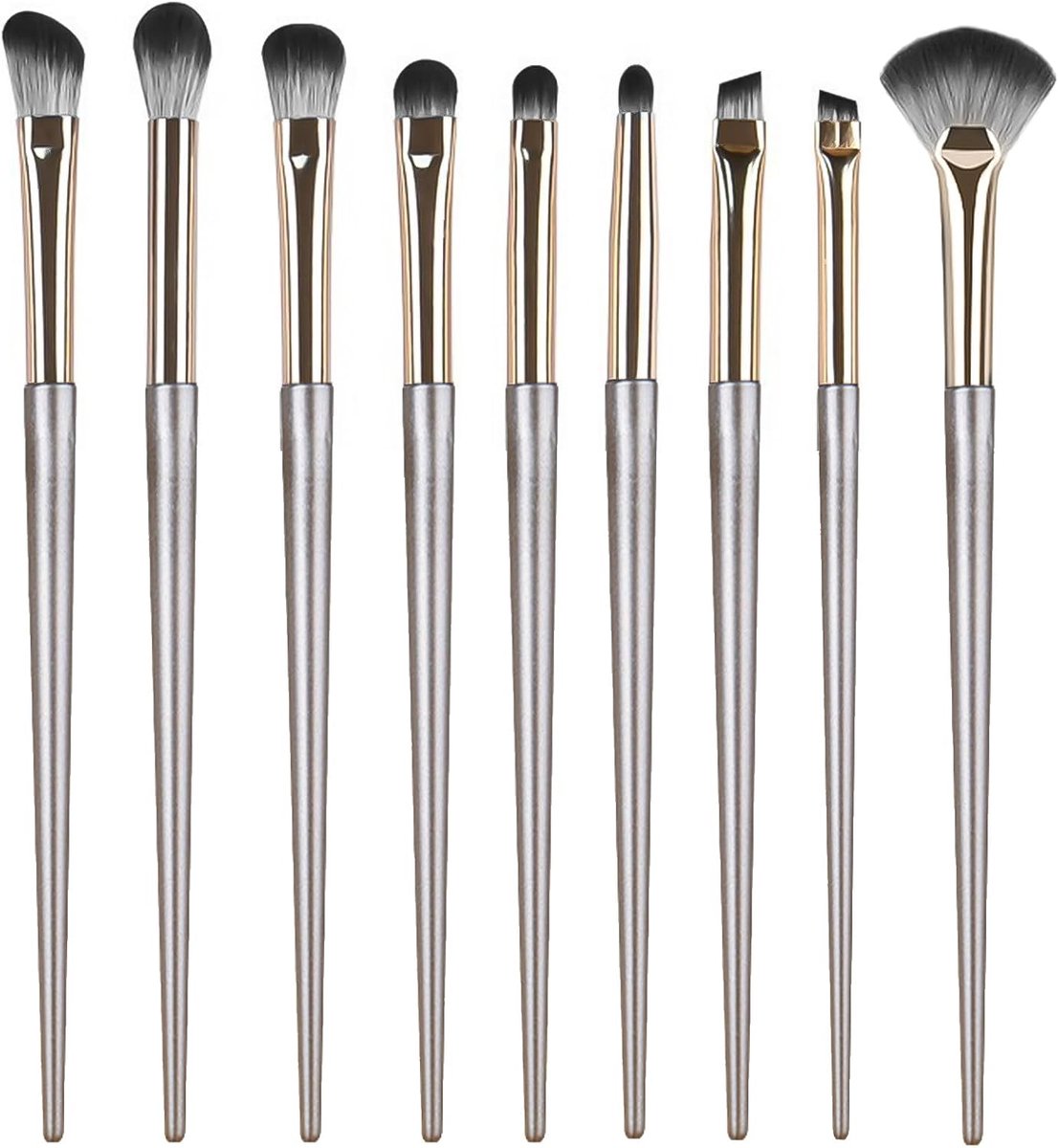 SnelShoppen - Professionele Oogmake-up Kwasten Set 9 Stuks voor Oogschaduw en Definiëren - Zachte Synthetische Haren - Gouden Afwerking
