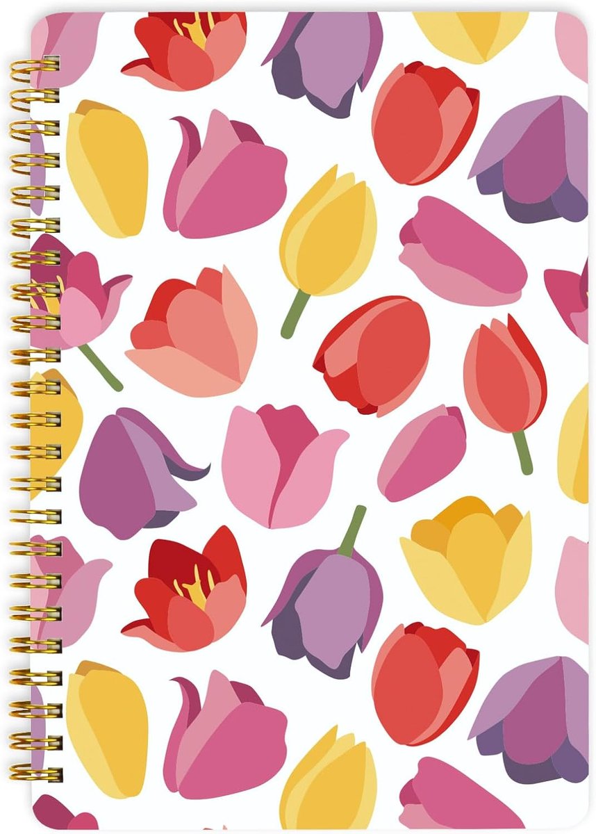 SnelShoppen - A5 Ringband Notitieboek - 160 Pagina's, 100 G/M² Inktproof Papier, Hardcover, Met Opbergvakken en Elastiek, Tulpen Design voor Bullet Jo