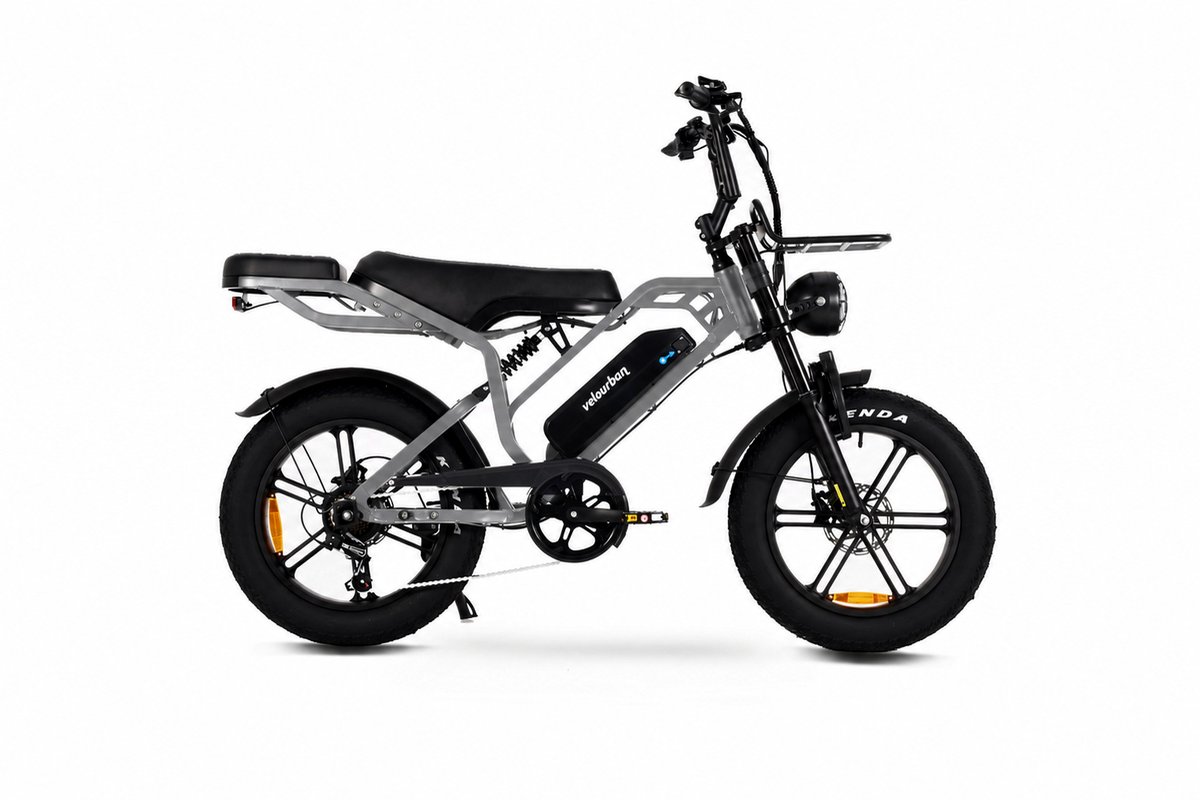 VU20 PRO – Velo Urban Fatbike – 20 inch – 60–80 km Actieradius – Hydraulische Remmen – LED-verlichting Grijs