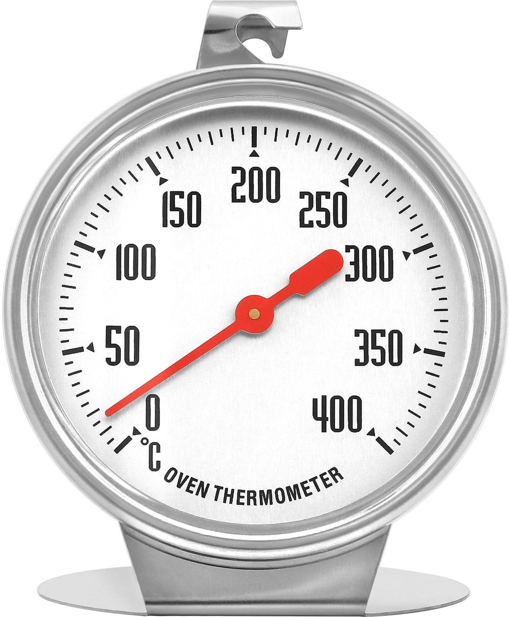SnelShoppen - Oven Thermometer RVS - 0°C-400°C - Grote Draaiknop - Ideaal voor Bakken, Grillen en Koken - Duurzaam en Eenvoudig Afleesbaar