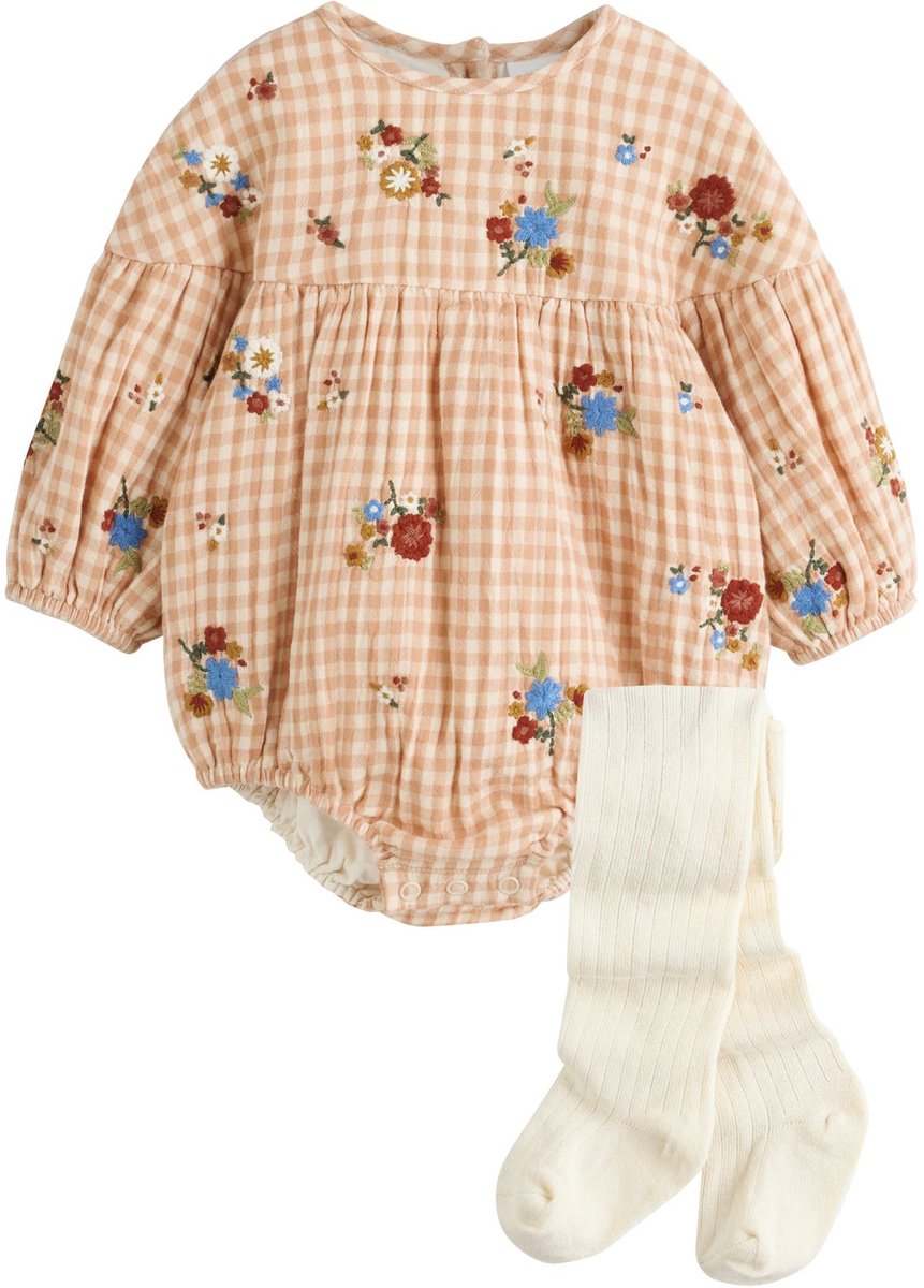 Next - Meisjes - Babyrompertje met bubbelprint en maillot, 2-delige set - Bruin
