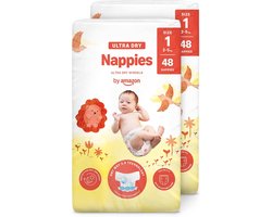 SnelShoppen - 96 Ultra-Dry Luiermaat 1 (2-5 kg) - Absorberende Luchtkanalen - FSC-gecertificeerd Pulp - Comfortabele Baby Luiers - Nieuwe Versie - 2 P
