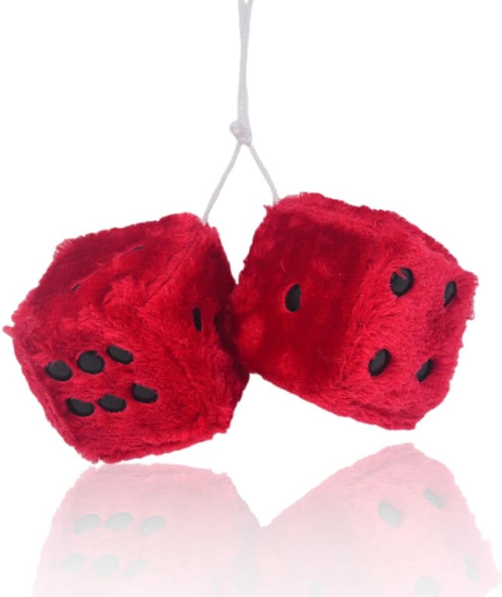 SnelShoppen - Fuzzy Plush Dice voor Auto, Schattige Fuzzy Dobbelstenen voor Achteruitkijkspiegel, Zachte Pluche Decoratie, Unieke Auto Accessoires, Ve
