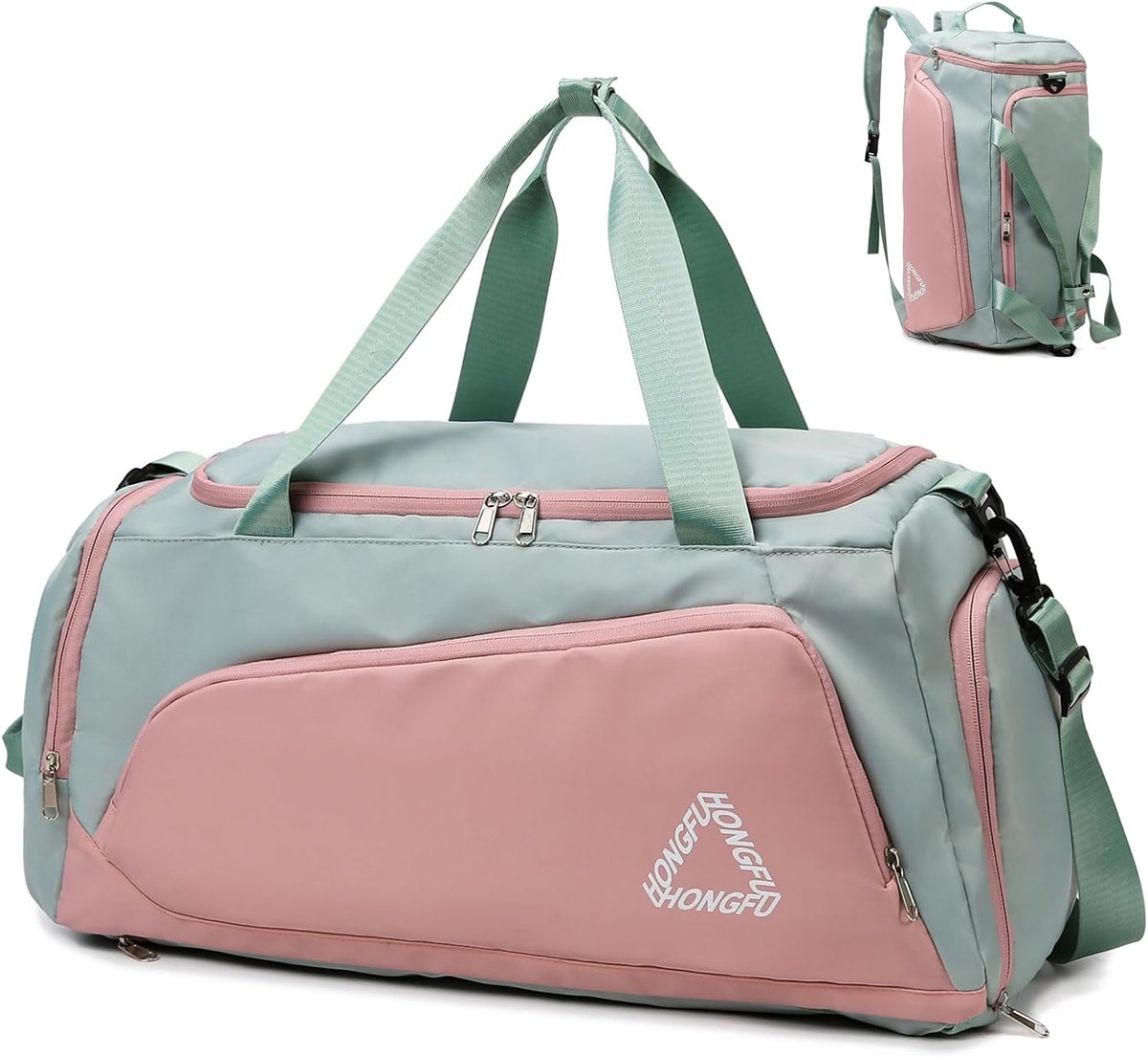 SnelShoppen - Vrouwen Sporttas 45L Met Schoencompartiment en Waterdichte Zak - Weekender Duffel Bag, Gym Bag, Rugzak voor Fitness, Reizen, Sauna, Trai