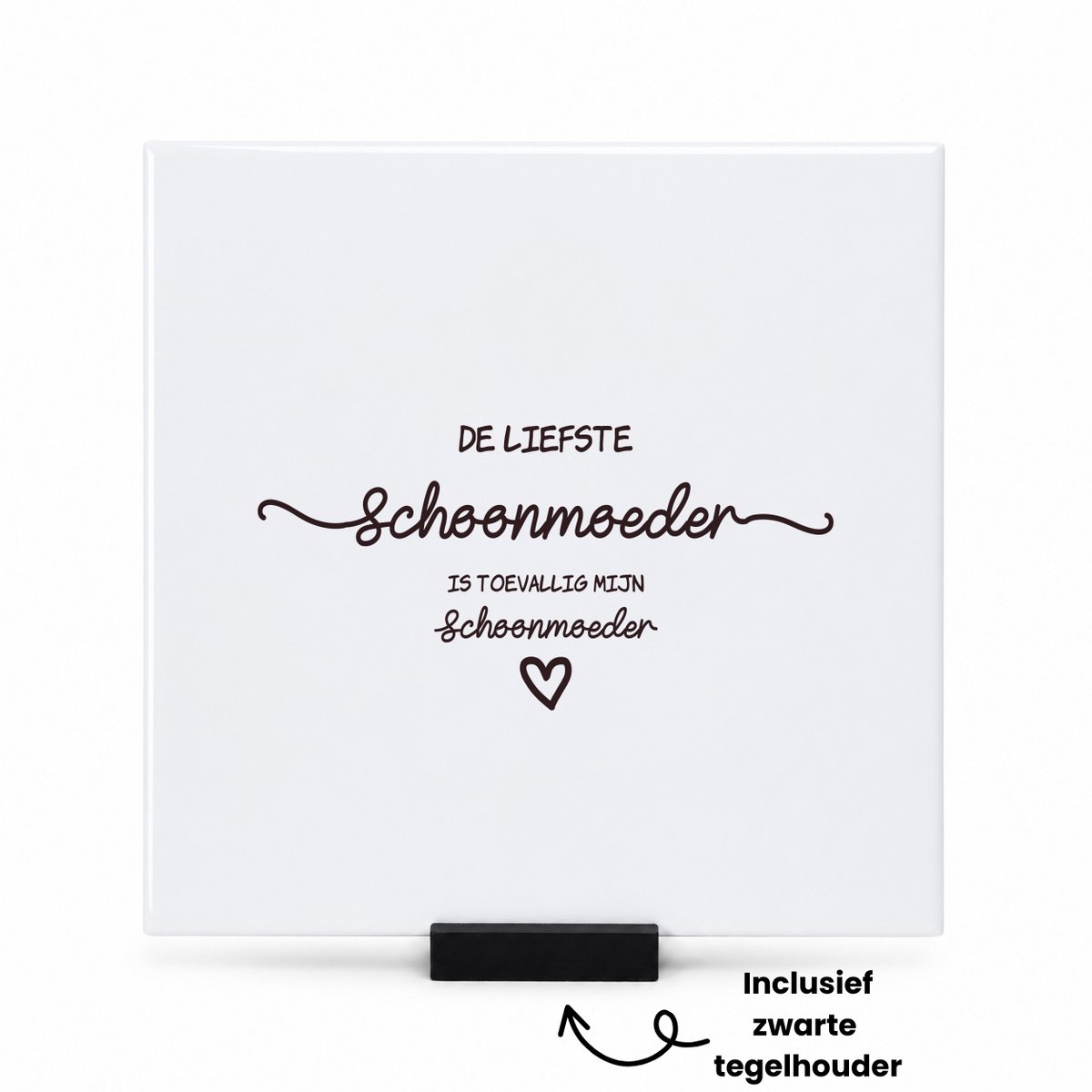 Hacebo Schoonmoeder cadeau tegeltje met tegelhouder - De liefste Schoonmoeder - tegeltjes met tekst - Bonusmoeder cadeau - Schoonmama - Schoonmoeder cadeautjes - Moederdagdag cadeau - mamacadeautjes verjaardag - spreuktegels - 15x15 CM Wit