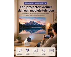 Mini Beamer 4K – YDH-HY300 Projector met WiFi 6 | 94 inch | 500 Lumen | Draagbaar & Compact | Draadloze en Bedrade Verbinding | Geschikt voor Thuisbioscoop & Cadeau