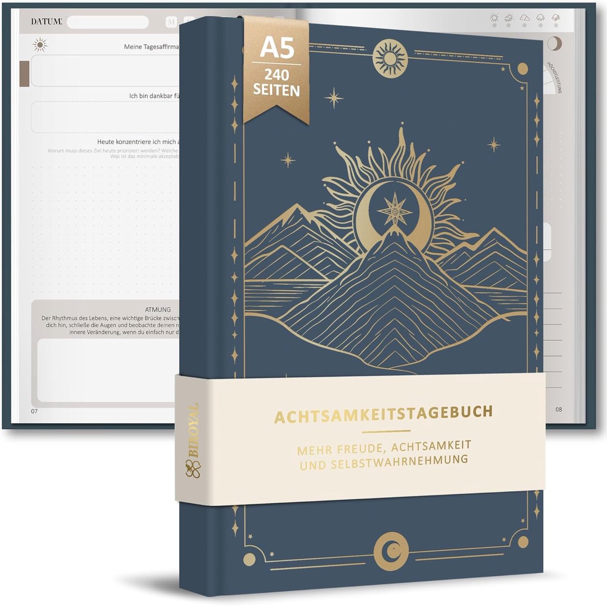 SnelShoppen - Mindfulness en Dankbaarheid Journal | Zelfliefde & Motivatie Notitieboek | A5 Formaat, 120 Pagina's, Hardcover, Roze | Perfect voor Pers