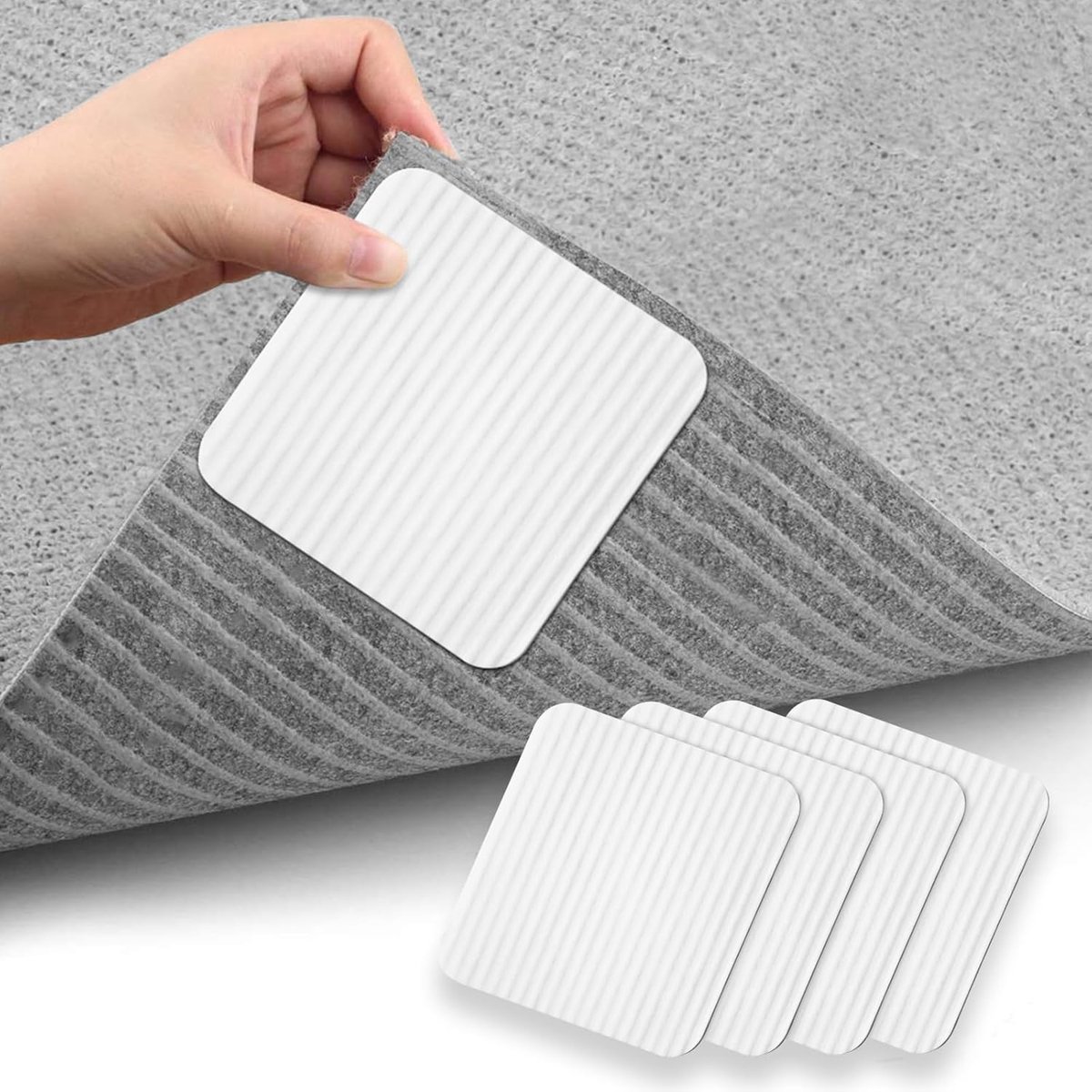 SnelShoppen - Anti Slip Pads - 4 Stuks - Vierkante Antislipmatten - Wasbare Tapijthouders - Herbruikbare Tapijtstopper - 10x10CM voor Tegels, Hout, Ma