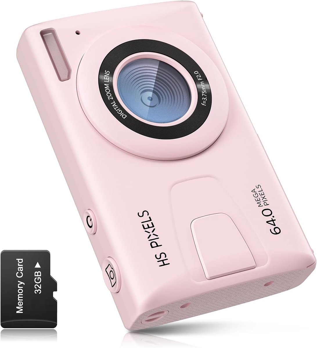 SnelShoppen - Digitale Camera 64MP 1080P FHD met 18x Zoom, 3.0 Inch Scherm, Compact & Draagbaar, Inclusief 32GB TF Kaart, USB Kabel, Voor Tieners, Vol