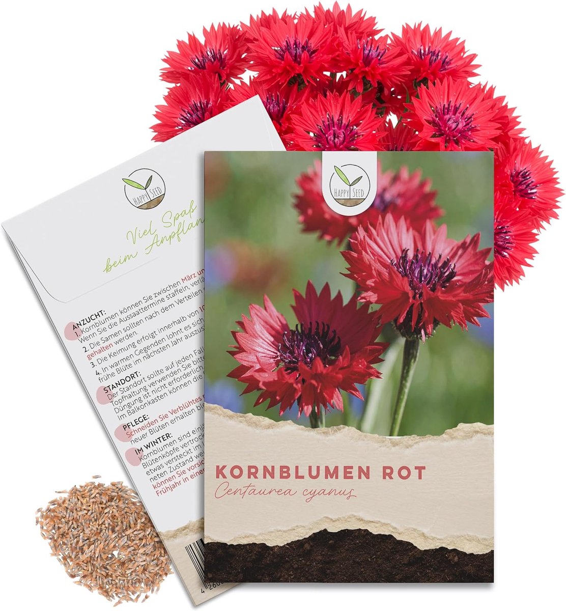 SnelShoppen - Cornflower Seeds - Centaurea cyanus - 1000 zaden voor kleurrijke bloemenweide - Bijenvriendelijke planten - Rode bloemkleur - 80 cm hoog