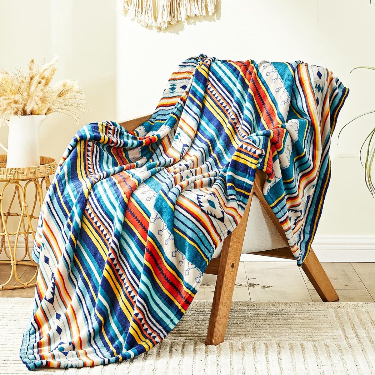 SnelShoppen - Bohemian Aztec Dekbedovertrek, Ultra Zachte Flanellen Plaid voor Bank en Bed, Warm en Lichtgewicht, Perfect voor Alle Seizoenen, Multico