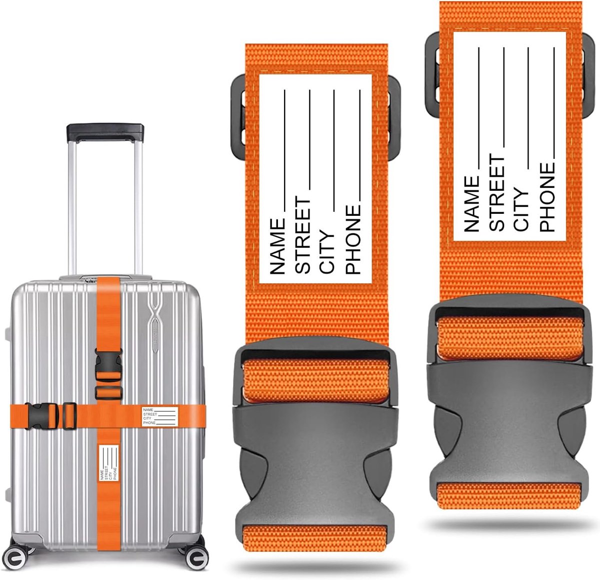 SnelShoppen - Suitcase Belt Set - Verstelbare Kofferspanners, Bagagebanden voor Reis, Stevige en Duurzame Straps in Diverse Kleuren, Ideaal voor Vakan