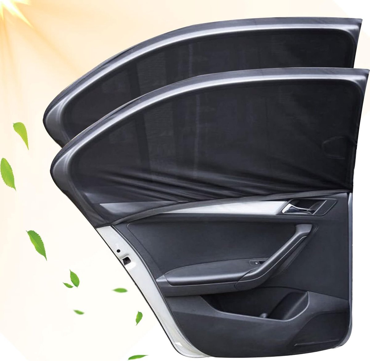 SnelShoppen - 2x Universele Zonnebrand voor Auto - Zonnevisors voor Zijruiten - Effectieve UV-bescherming - Ademend Nylon - Perfect voor Kinderen en H