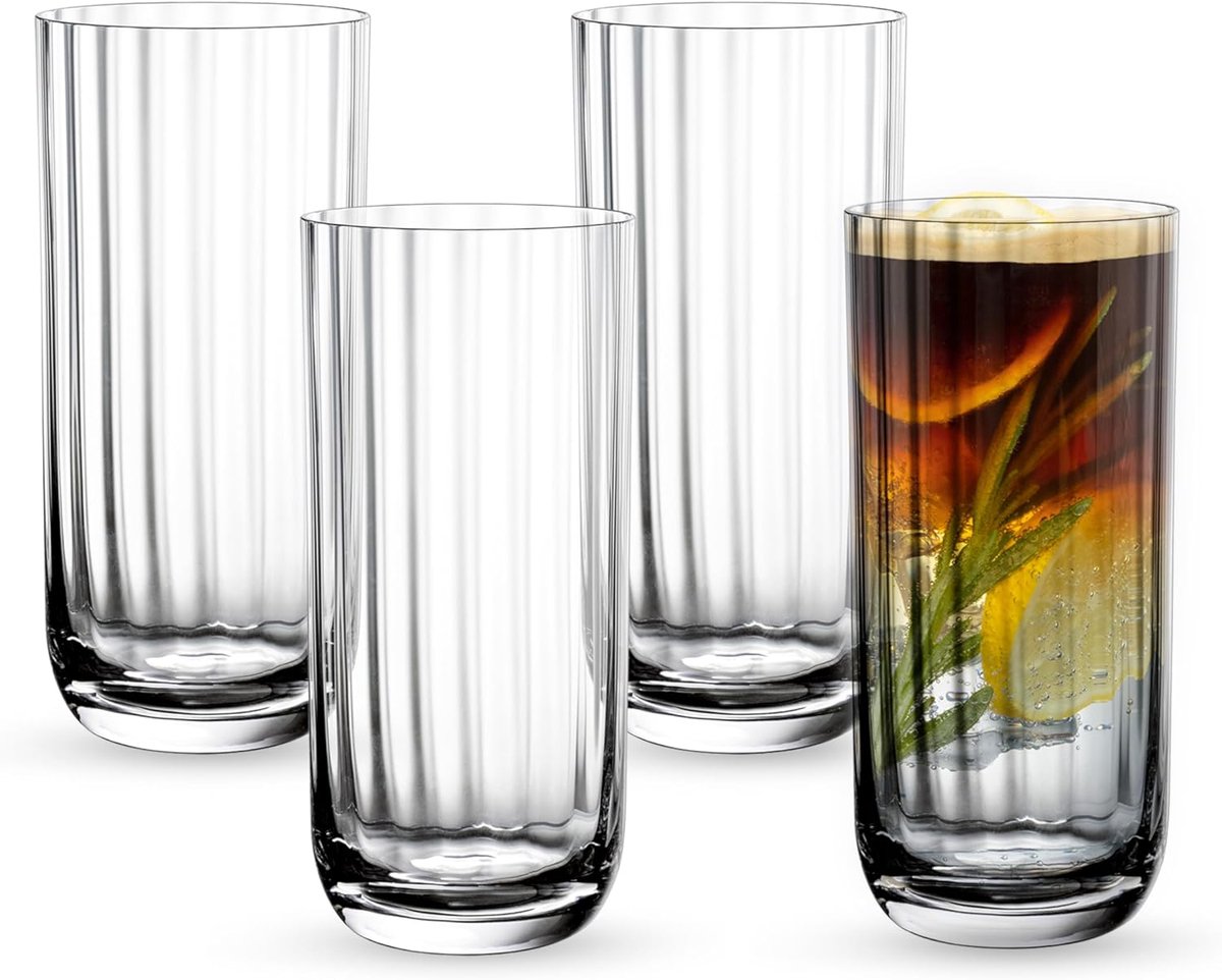SnelShoppen - Set van 4 Longdrink Glazen 151 mm - Kristalhelder - Perfect voor Cocktails, Feesten, Tuin en Keuken - Stijlvolle Drinkbekers voor Mojito