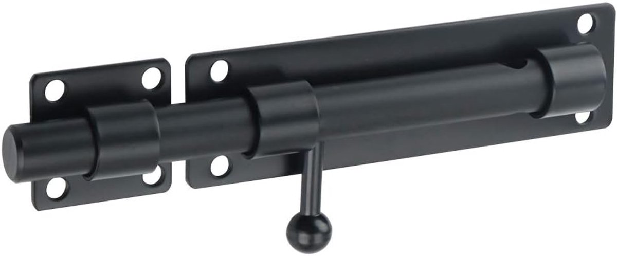 SnelShoppen - Heavy Duty Deurslot met Hangslotgaatje, SUS304 RVS, Mat Zwart, 180mm, Veiligheidsdeurslot voor Binnen- en Buitentoepassingen