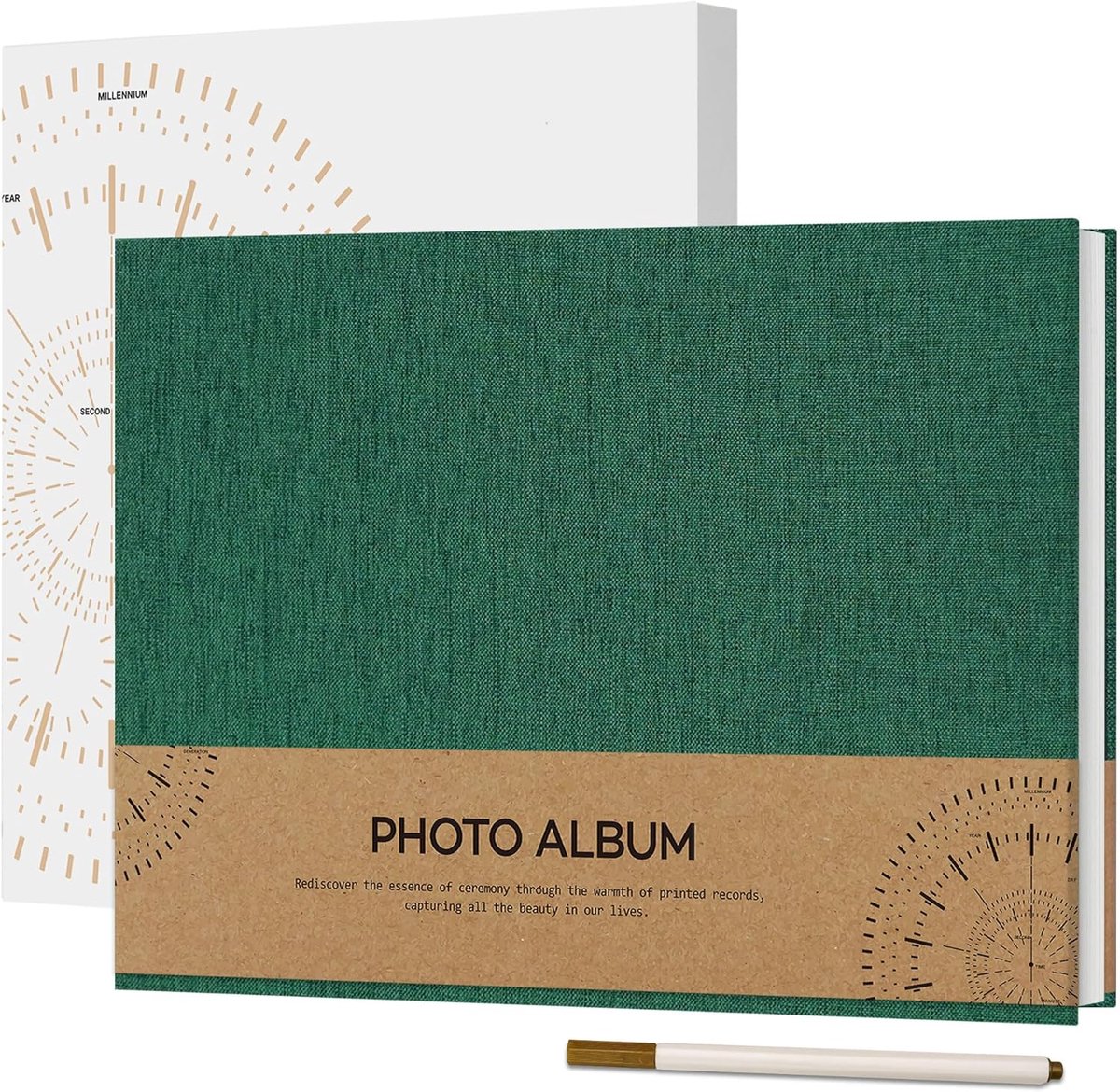 SnelShoppen - Zelfklevend Foto Album 10 x 15 cm - DIY Foto Boek - Kleine Linnen Foto Boek 40 Witte Pagina's - Verjaardag Foto Album met Balpen - 21.5