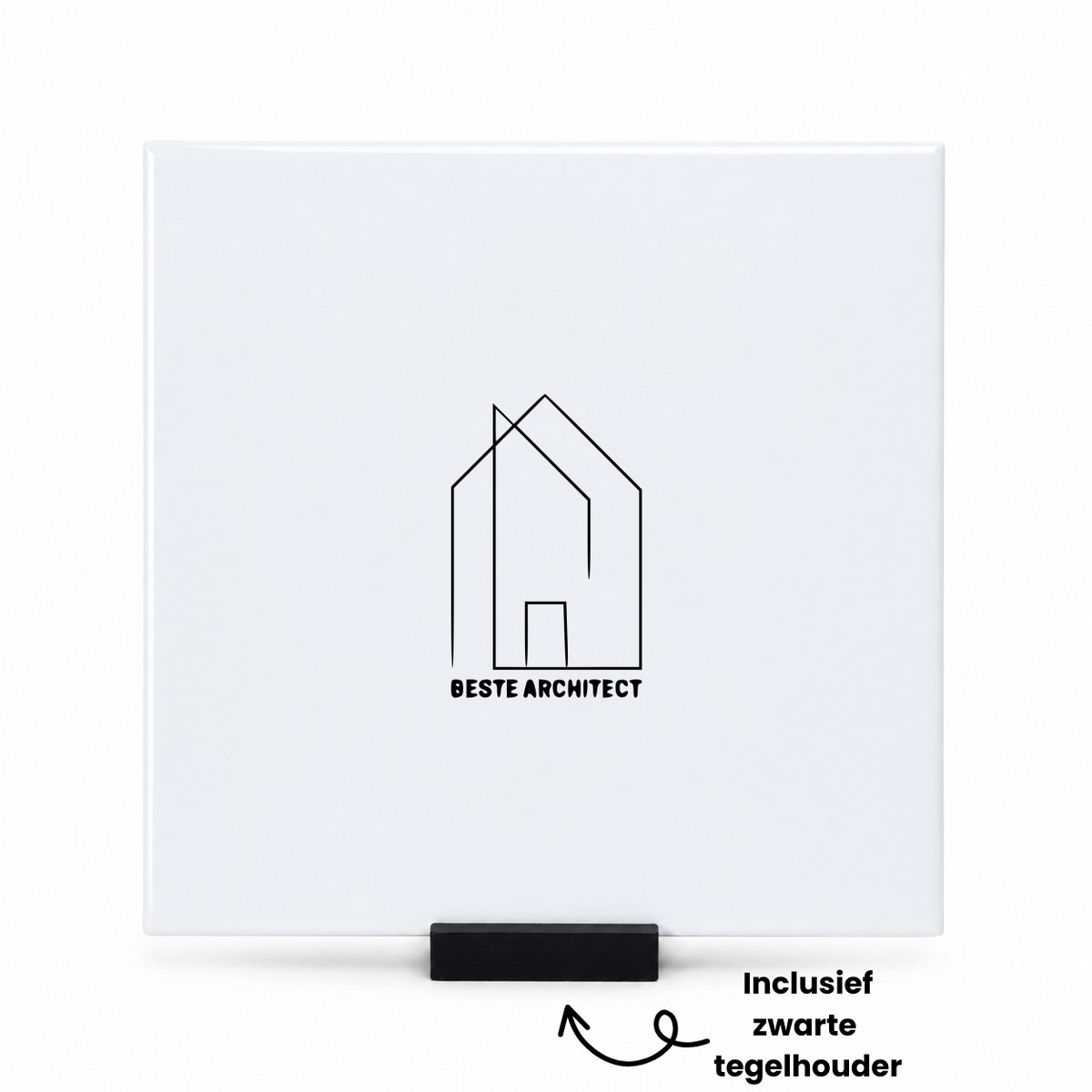 Hacebo Architect tegeltje met tegelhouder - Architect - Architecten - tegeltjes met tekst - Beste architect - cadeau - verjaardag - spreuktegels - 15x15 CM Wit