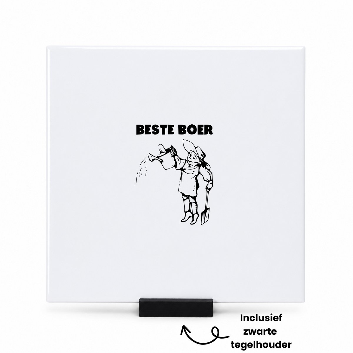 Hacebo Boer tegeltje met tegelhouder - Boer - Boeren - tegeltjes met tekst - trots op de boer - boerderij - spreuktegels - 15x15 CM Wit