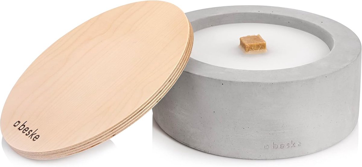 SnelShoppen - Table Fire van Beton | Model Language (⌀24 cm) | Duurzaam Wick Systeem | Onbeperkte Brandtijd | Handgemaakt in Duitsland | Voor Tuin, Te
