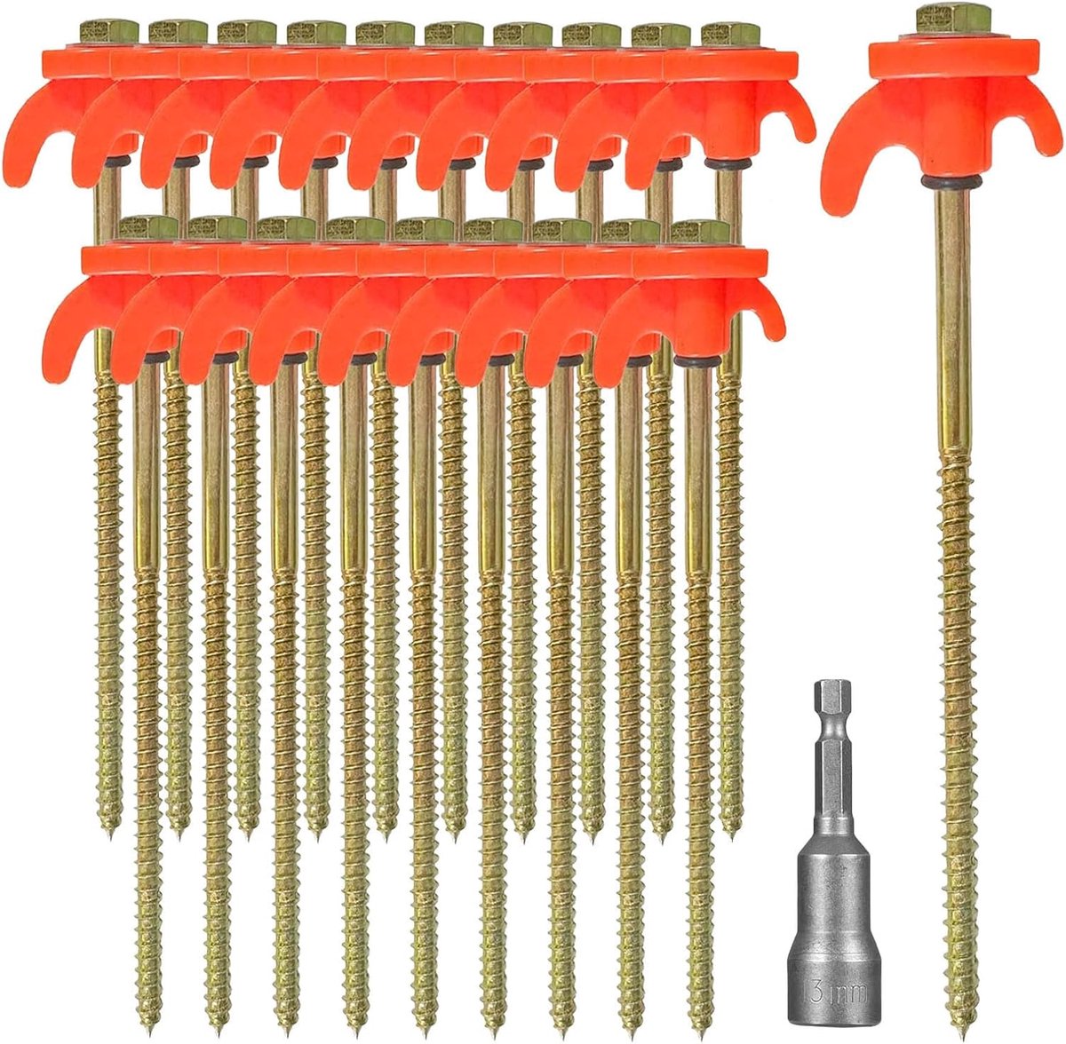 SnelShoppen - 20x Tentstokken, Sterke Stalen Haringen met Draad en Touwhouder, Ideaal voor Camping en Buitenactiviteiten, Geschikt voor Hardere Grond,