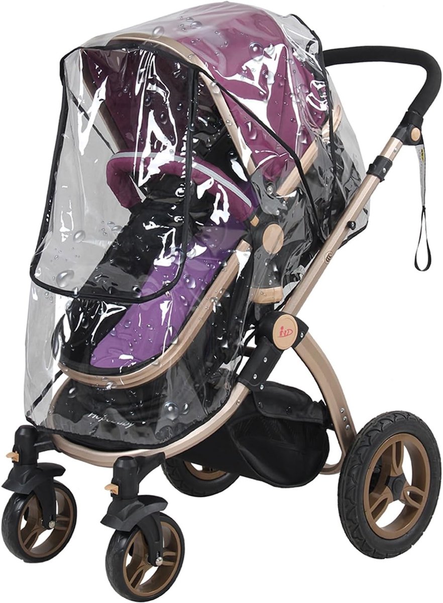 SnelShoppen - Universele Baby Kinderwagen Regenhoes - Waterdichte PVC Accessoire voor Kleine en Middelgrote Kinderwagens met Goede Ventilatie