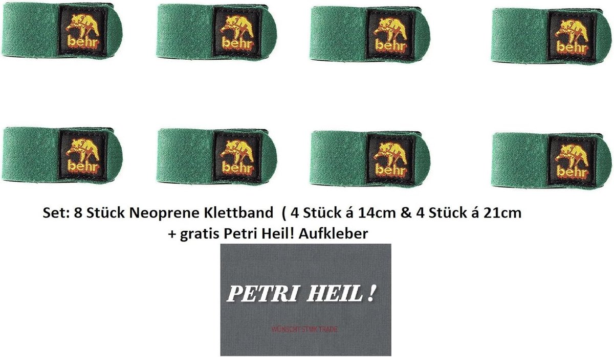 SnelShoppen - Set van 8 Neopreen Hengelbanden met Klittenband 14 cm & 21 cm - Ideaal voor Vissen, Bescherming en Transport van Hengels
