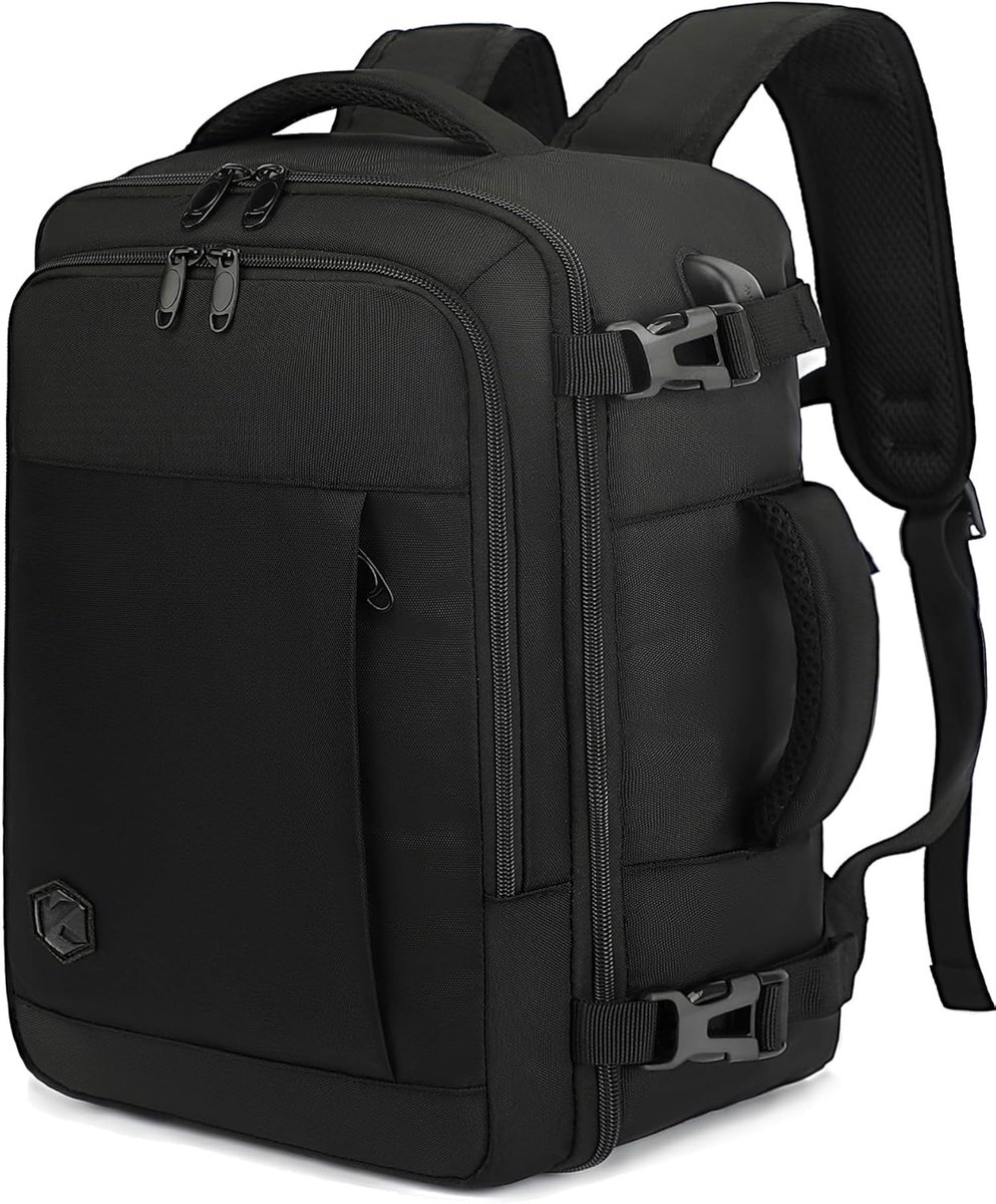 SnelShoppen - Handbagage Rugzak 40x30x20cm - Ideale Cabin Luggage voor Ryanair, EasyJet, Eurowings, Wizz Air - 24L - Voor 15.6 Inch Laptop - Zwart