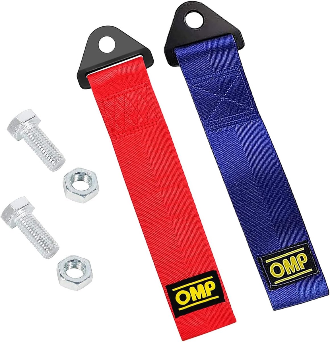 SnelShoppen - 2 Stuks Universele Trekhaak Super Sterke Raceauto Trekoog Voor Voor- en Achterbumper, Nylon, Rood, Blauw, Perfect voor Race- en Autospor