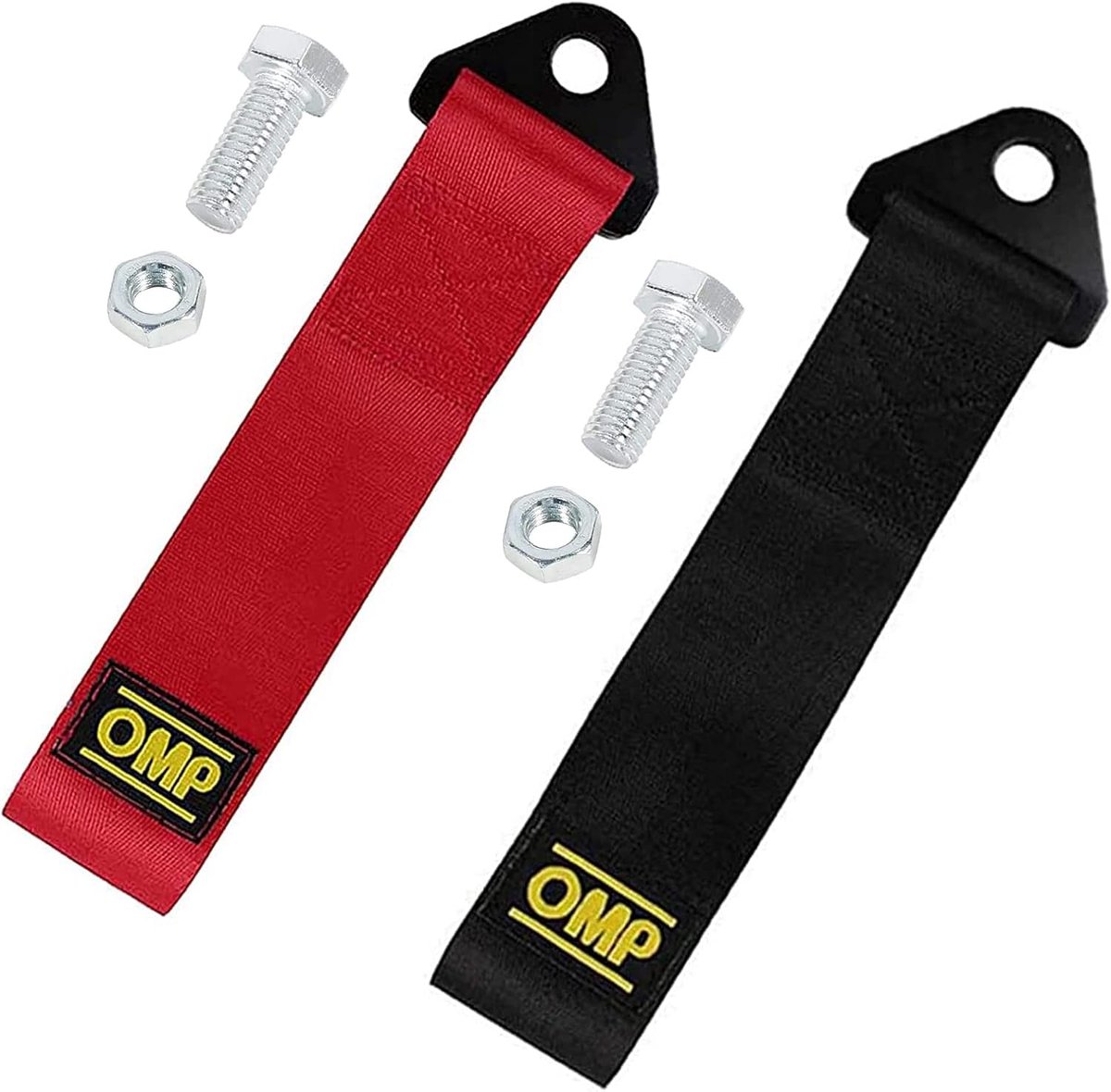 SnelShoppen - 2 Stuks Racing Hook Tow Strap - Nylon Trailer Tow Ropes - Trailer Hitch Strap - Voor Race Tow Hooks Voor- en Achterbumper - Rood, Zwart
