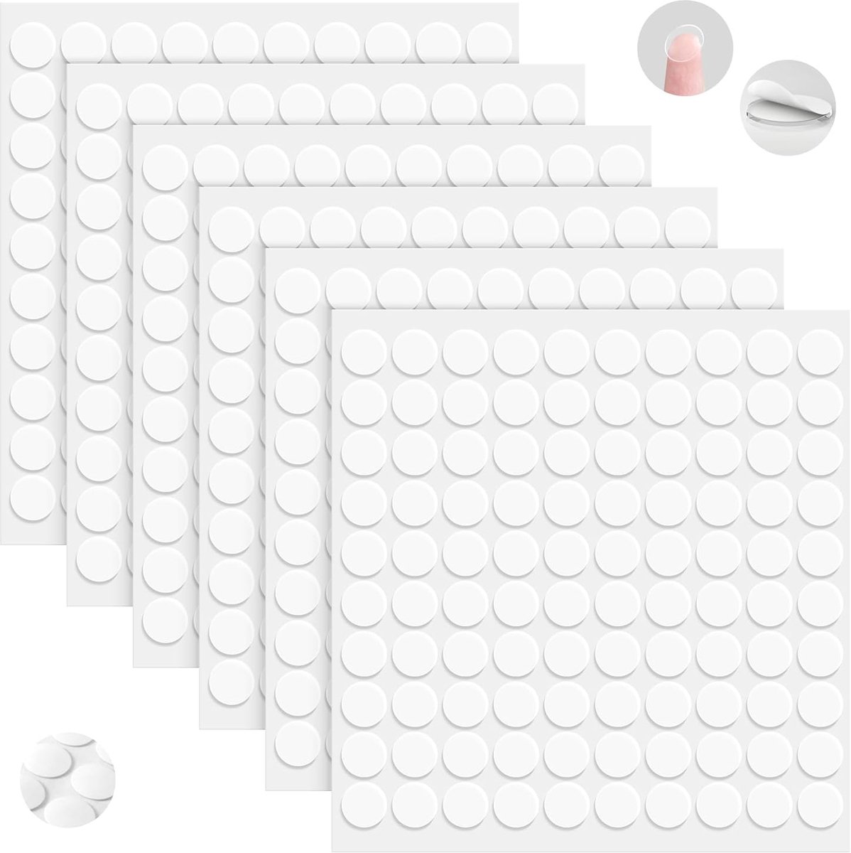 SnelShoppen - Dubbelzijdige Stickers 600 Stuks Transparante Acryl Plak Dots, Waterdicht, Verwijderbaar, Ronde Hechting Zonder Resten voor Feest, Bruil