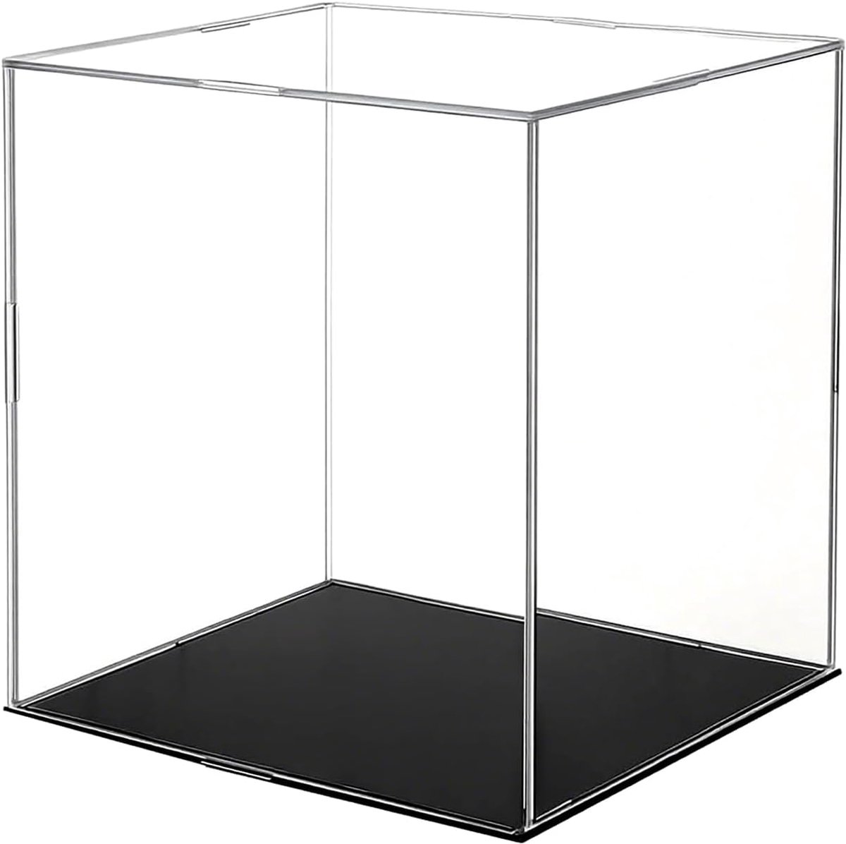 SnelShoppen - Display Case Plexiglass Box 15x15x15 cm - Transparant en Stofdicht - Collectible Display voor Miniatuur Figuren met Zwarte Basis