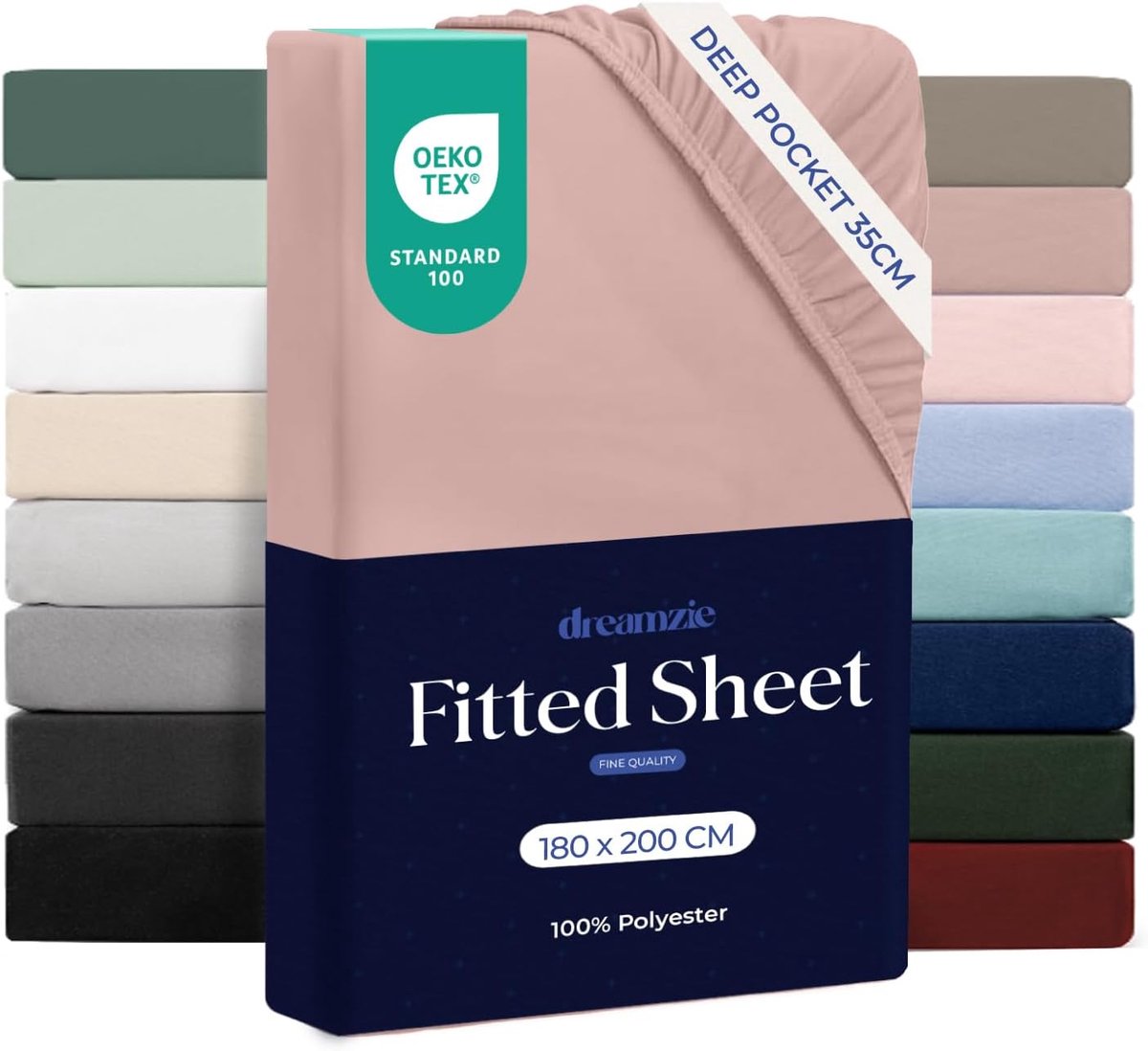 SnelShoppen - Fitted Sheet 180 x 200 cm - Diepe Hoeken 35 cm - Zacht Microfiber - Oeko-Tex Certificaat - Oudroze - Voor Dikke Matrassen - Dagelijks Ge