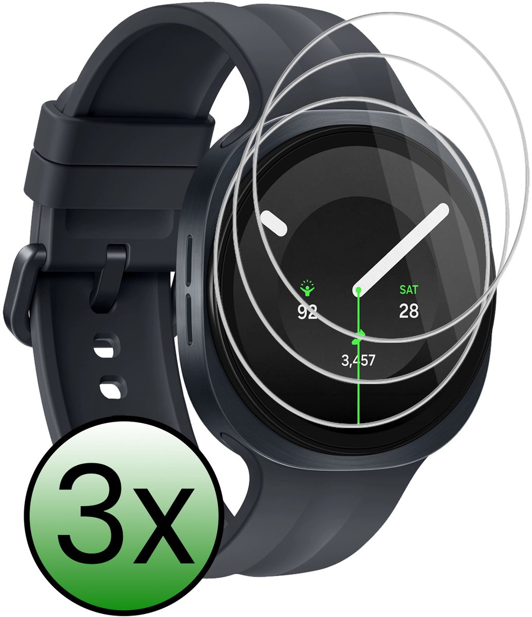 Screenprotector - 3 Stuks Geschikt voor Samsung Galaxy Watch 9 (44 mm) - Extra Sterk - Tempered Glass - Gehard Glas - Beschermglas Screen Cover - Bescherm Protector voor Smartwatch