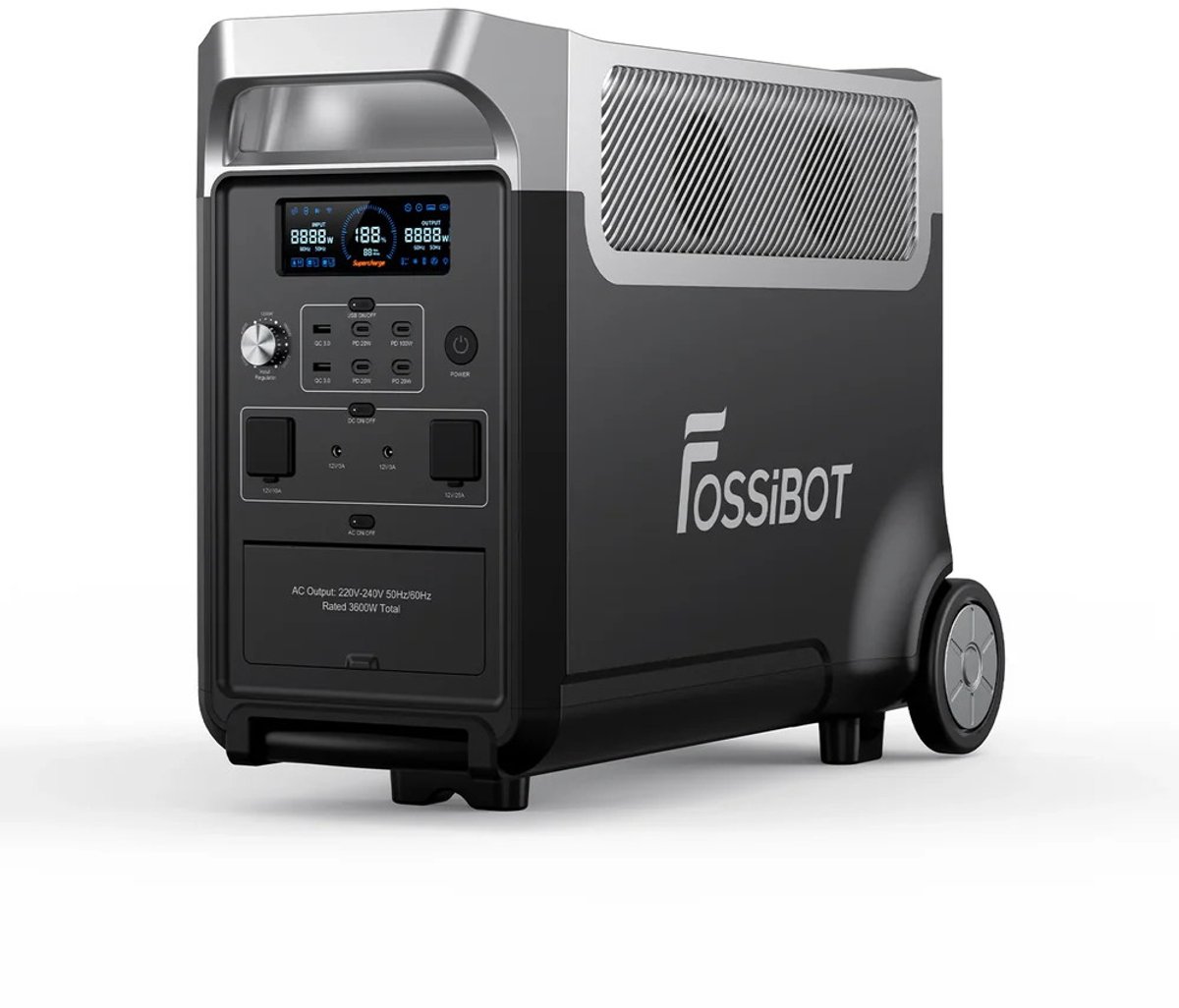 FOSSIBOT F3600 Draagbare Powerstation 3600W / 3840Wh LiFePO4 Noodstroomvoorziening, UPS, Zonne-energie, Camper & Thuisgebruik