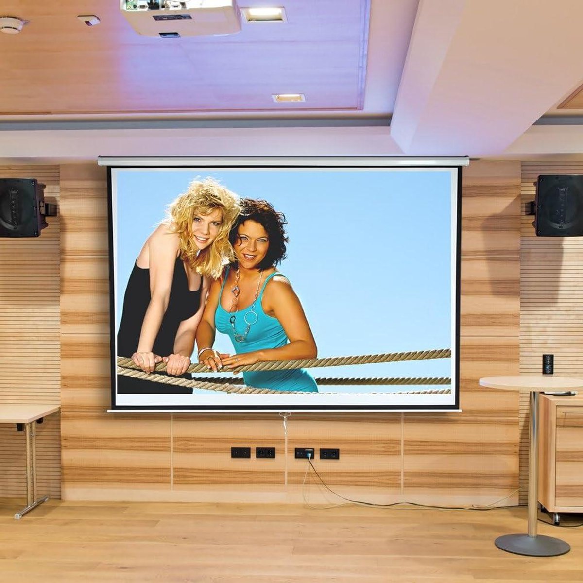 Rolgordijn Projectiescherm - Beamer Scherm - Thuisbioscoop Creëren - Zelfoprollend Mechanisme - 85 Inch Diagonaal - Wit