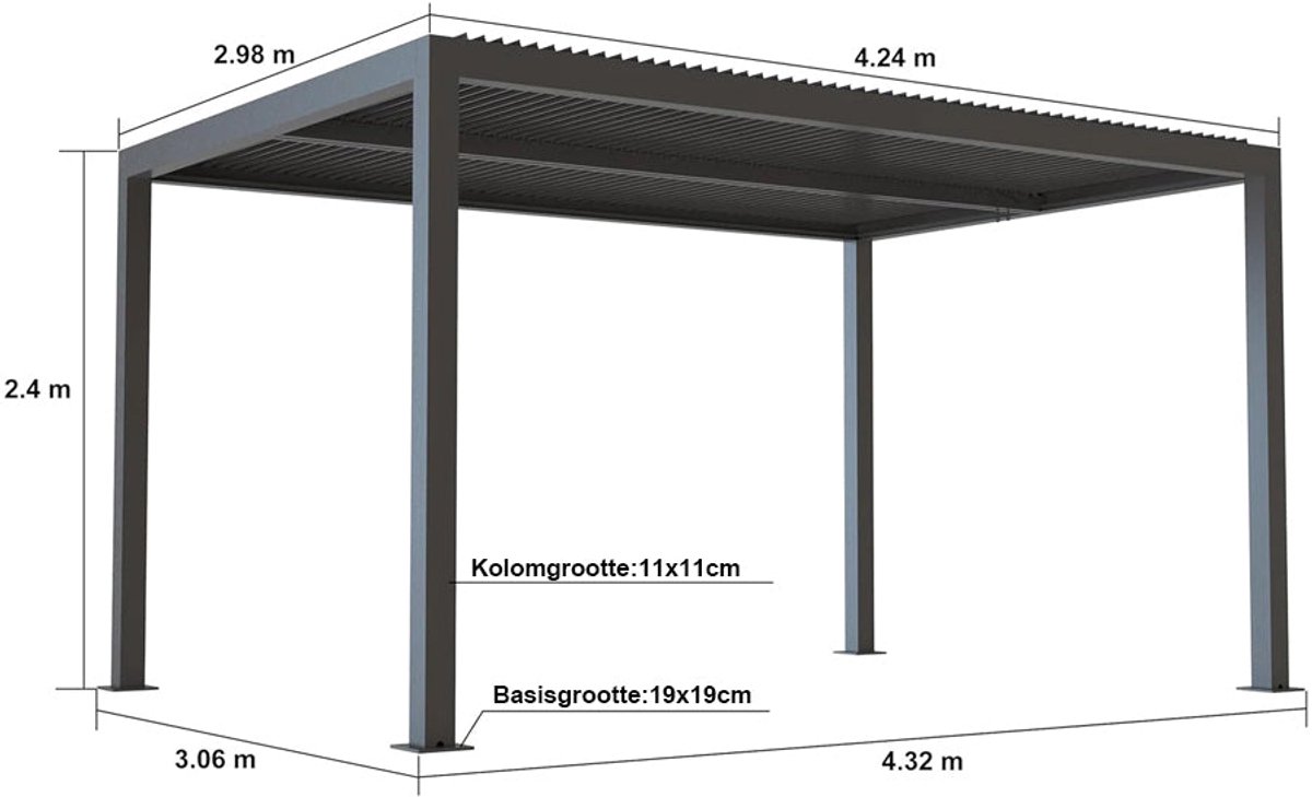 Purple Leaf Pergola avec toit à lames orientables 4,25 x 3 m - gris