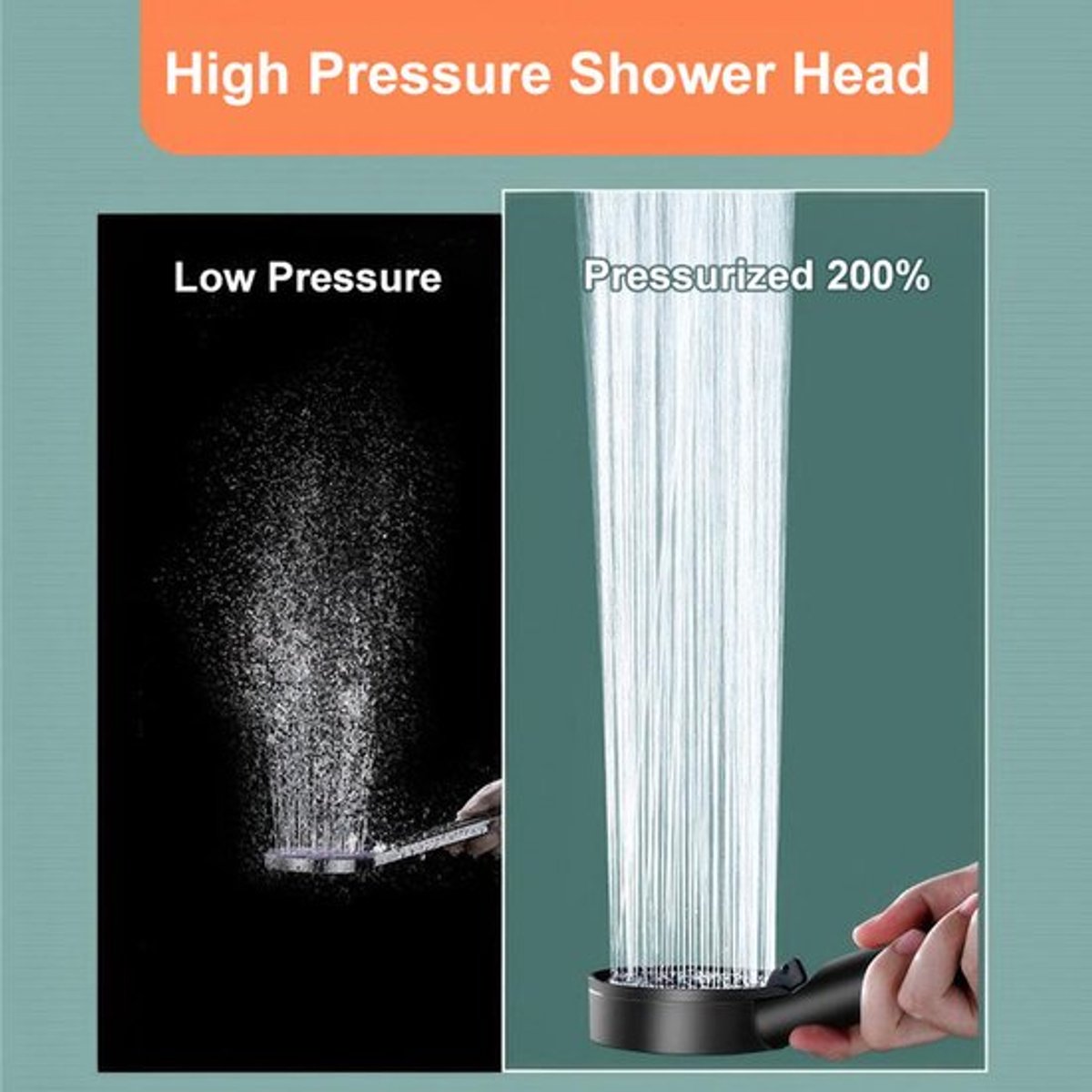 Douchekop - Regendouche - Wellness - 5-snelheden multifunctionele grote waterstraal booster handdouchekop - Hoge Druk - Handdouche - Luxe Moderne Handdouche - ABS - Zwart