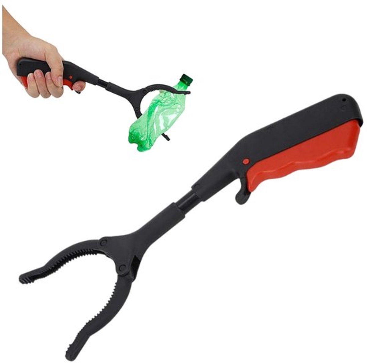 8 stuks Klauwtype afvalgrijper - krachtige grijpkracht, breed toepasbaar - objectgrijper/-grijper - gereedschap voor het opruimen van puin - 10*9*30 cm - geschikt voor het oppakken van afval, ongedierte en puin - zwart en rood.